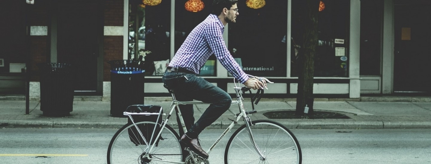 Person man male commuting bike business lifestyle
