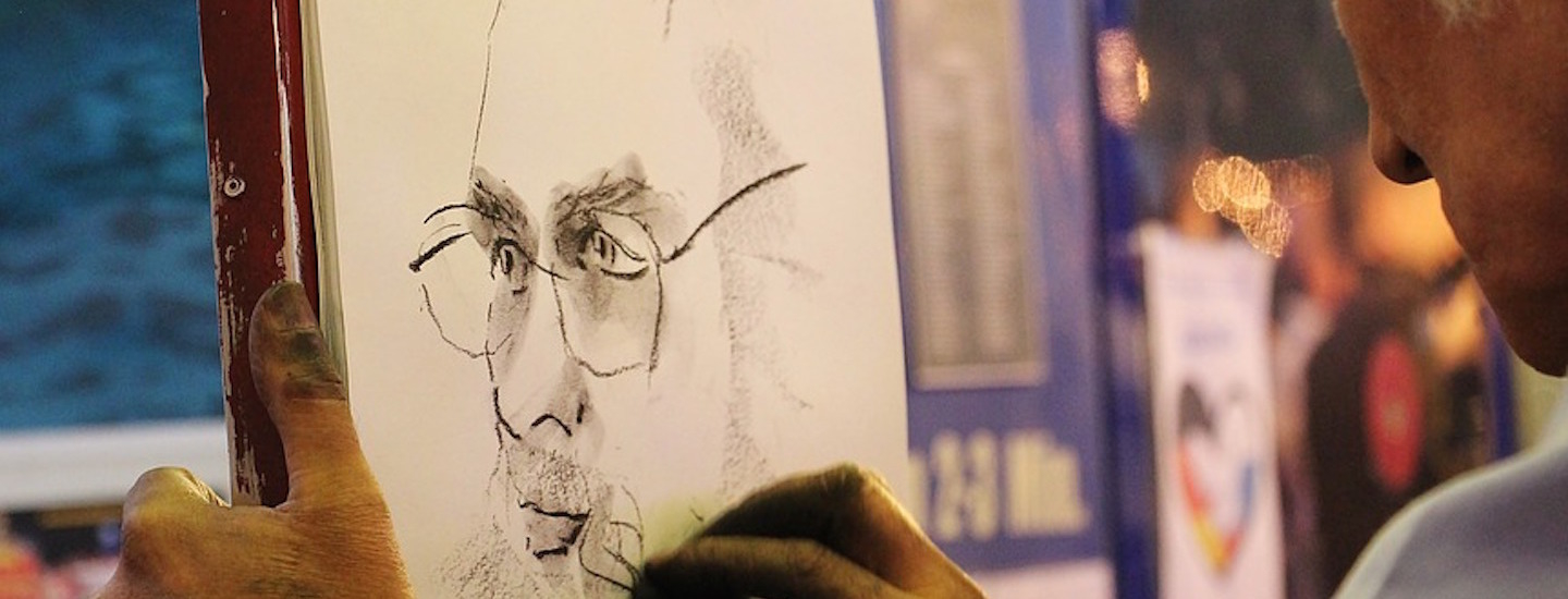 Man profile with glasses drawing
