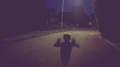 Middle spooky figure in the night