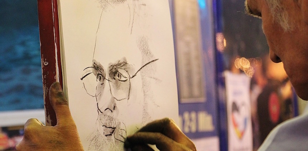 Big man profile with glasses drawing
