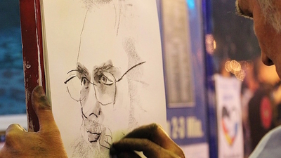 Middle man profile with glasses drawing