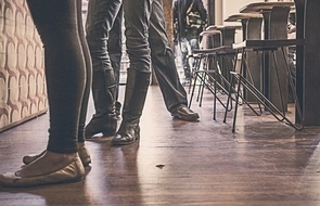 Small restaurant people feet legs small