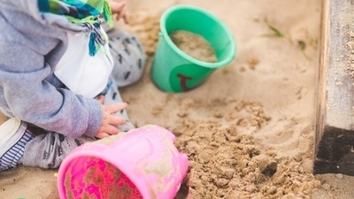Middle sand summer outside playing 1