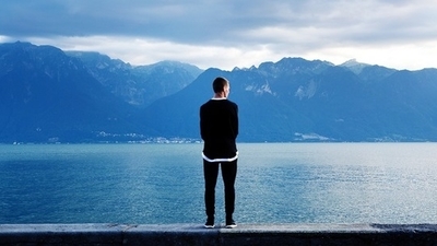 Middle mountains nature man person 1